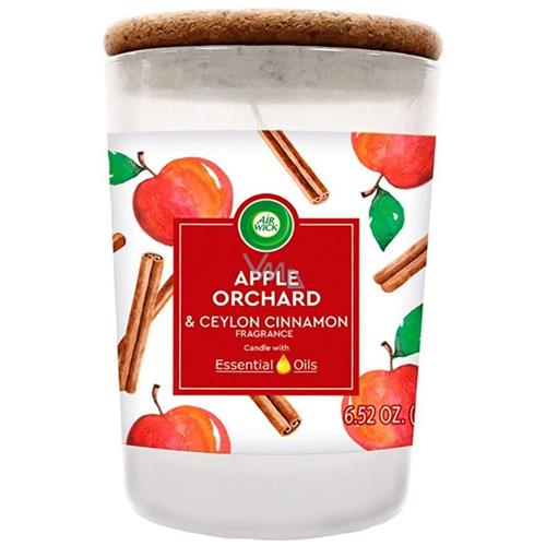 Air Wick Essential Oils Apple Orchard & Ceylon Cinnamon Scented Candle -185 g