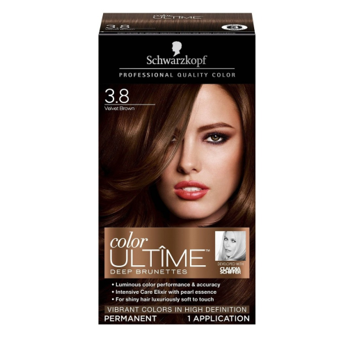 Schwarzkopf Color Ultime Permanent Hair Color Cream, 3.8 Velvet Brown