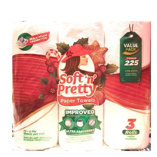 Soft N Pretty Paper Towel, 3 Rolls