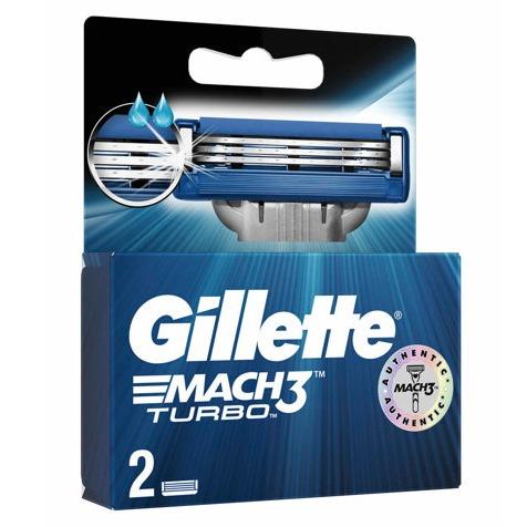 Gillette Mach 3 Turbo Sensitive Razor Blades Cartridges For Men - 2 Blade