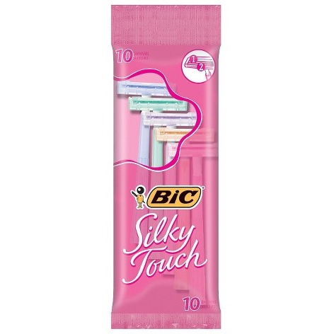 BIC Silky Touch Women's 2 Blade Disposable Razor, Assorted Colors, 10 Count