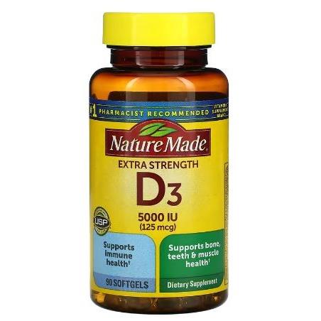 Nature Made, D3, Extra Strength, 125 mcg, 90 Softgels