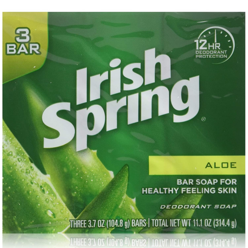 Irish Spring Deodorant Soap Bars, Aloe, 3.75 oz x 3