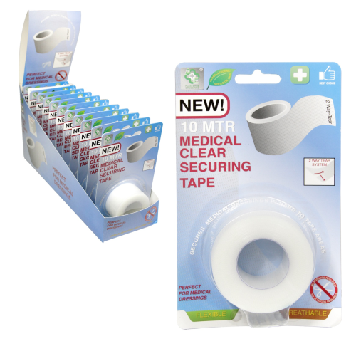 AE MEDICAL CLEAR SECURING TAPE 10M