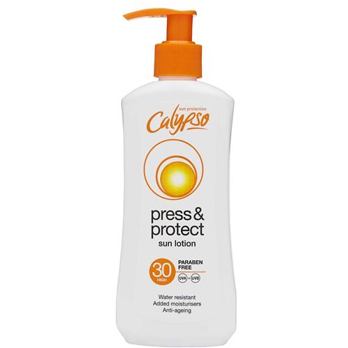 Calypso Press & Protect Sun Lotion SPF30 Medium Water Resistant Skin Care 200ml