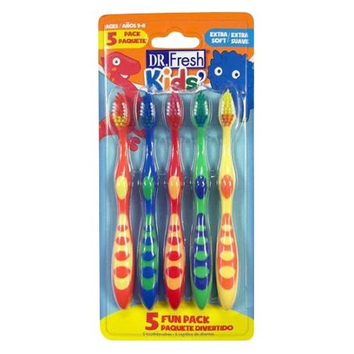 Dr. Fresh Oral Care Kids Toothbrushes, Extra Soft 5 PACK