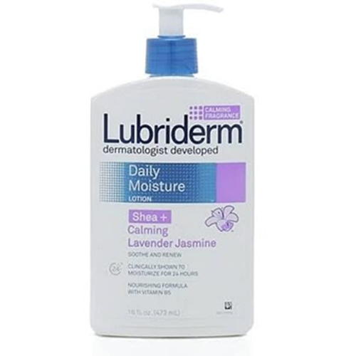 Lubriderm Daily Moisture Lotion for Dry Skin, Enriched with Nourishing Shea Butter, Vitamin B5, and Calming Lavender Jasmine, Non-Greasy 16 fl. oz