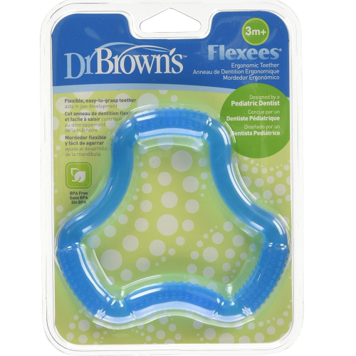 Dr. Brown's Flexees Textured Ergonomic Baby Teether, Designed by a Pediatric Dentist, 100% Silicone, BPA Free 3M+