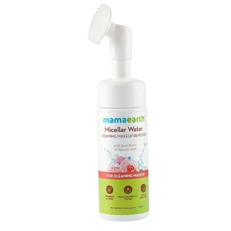 Mamaearth Micellar Water Foaming Makeup Remover With Rose Water & Glycolic Acid For Makeup Cleansing, 150 ml