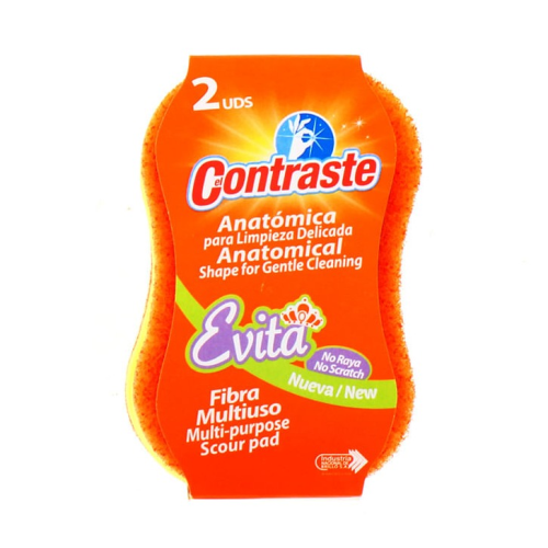 Contraste Dual Fiber Non Scratch Sponge, 2 Pack