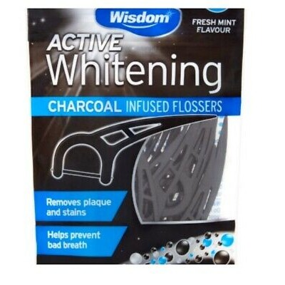 Wisdom Charcoal Infused Flossers Active Whitening 30 Flossers