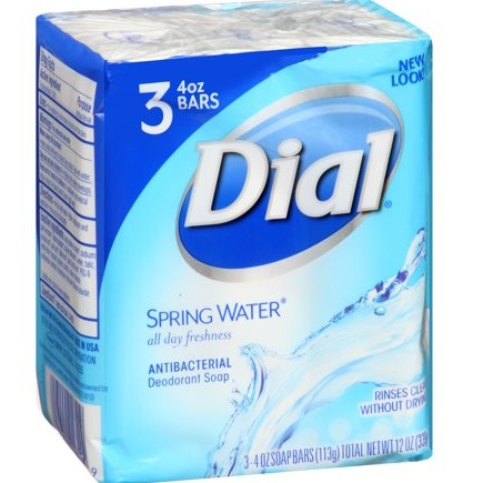 Dial Spring Water Antibacterial Deodorant Soap, 3x4oz