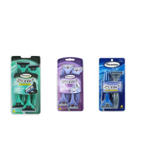 Personna 4 Pack Speed 3 Triple Blade Razor With Vitamin E