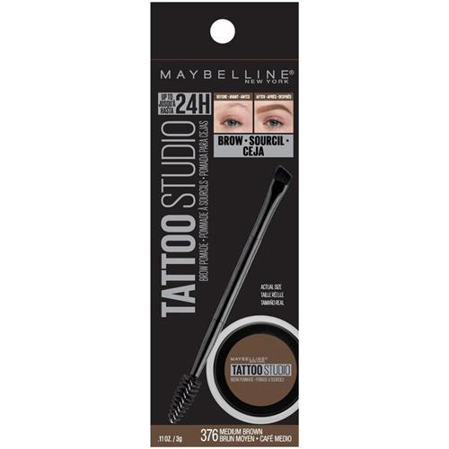 Maybelline New York Tattoo Studio Brow Pomade Long Lasting, Buildable, Eyebrow Makeup, Medium Brown, 0.106 Oz