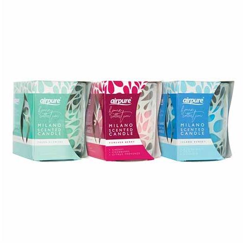 Airpure Home Collection Milano Single Scented Candles, Assorted Fragrances 100g