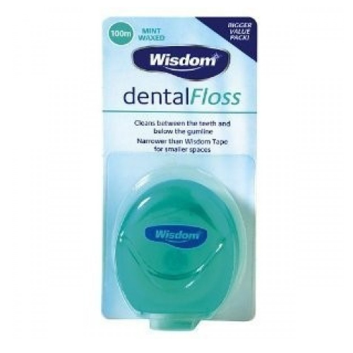 Wisdom Dental Floss 100m Mint Waxed