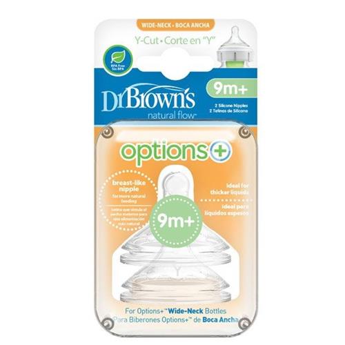 Dr Brown's Wide-Neck Options + Bottle Silicone Nipples, 2 Pack