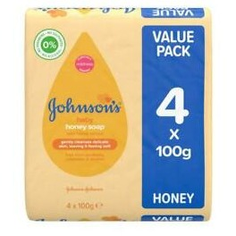 Johnson's Baby Soap With Honey 4 x 100g Bars Baby Soft Skin