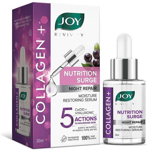 Joy Revivify Collagen+ Nutrition Surge Night Repair Moisture Restoring Serum | With CoQ10+Hyaluronic | Face Serum 30 ml