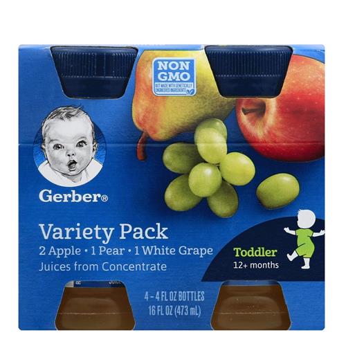 Gerber Fruit Juice Variety Bottle, 4 Fl. Oz, 4 Count