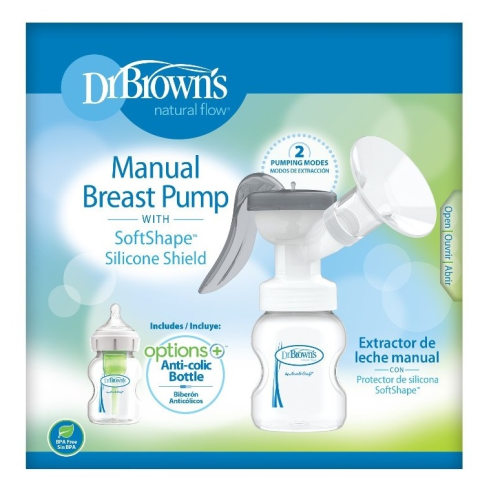 Dr. Brown's Manual Breast Pump with Silicone Shields and Anti-Colic Baby Bottle