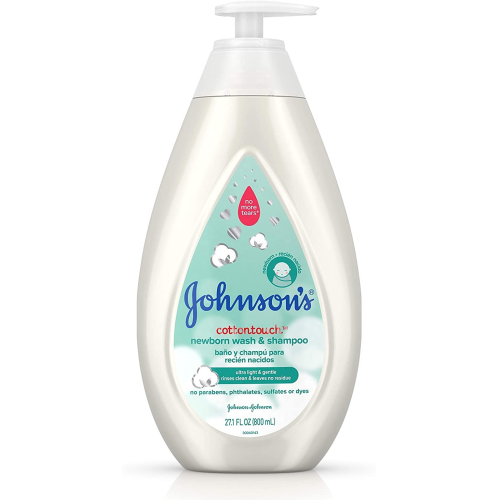 Johnson's CottonTouch Newborn Baby Wash & Shampoo with No More Tears, Sulfate-, Paraben- Free for Sensitive Skin,13.6 fl. oz