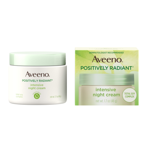 Aveeno Positively Radiant Night Cream with Total Soy Complex, Moisturizing, 1.7 oz