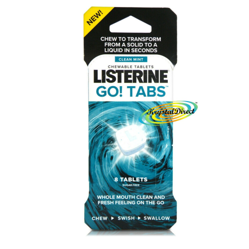 Listerine Go! Tabs Clean Mint 8 Chewable Fresh Breath Tablets