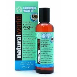 Natural World Coconut Water Hydration & Shine Treatment Hair Repair Oil 100ml