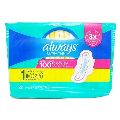 Always Ultra Thin Pads With Wings - Unscented, 22 ct