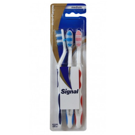 SIGNAL ANTI PLAQUE 3 PK TOOTHBRUSH