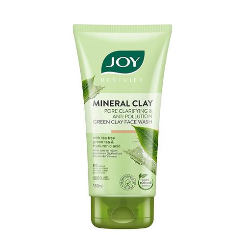 Joy Revivify Mineral Clay Pore Clarifying and Anti-Pollution Green Clay Face Wash 100% Vegan | No Parabens, | 150 ml