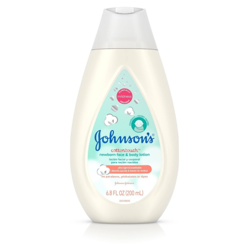 Johnson's Cotton Touch Newborn Baby Face and Body Lotion, Made with Real Cotton 6.8 oz