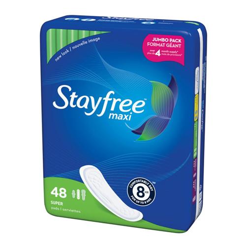 Stayfree Maxi Pads Without Wings - Unscented - Super - 48ct