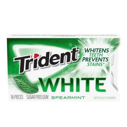 Trident White Spearmint Sugar Free Gum, 16-Piece, 9 Count