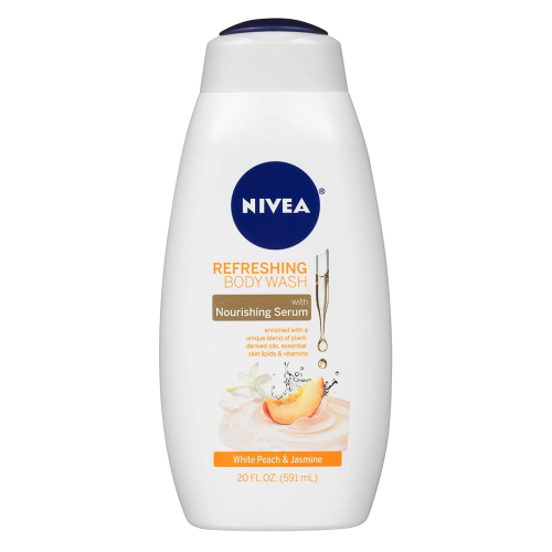 NIVEA Refreshing White Peach and Jasmine Body Wash - with Nourishing Serum - 20 Fl. Oz.