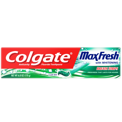 Colgate Max Fresh Toothpaste with Mini Breath Strips, Clean Mint, 6 oz