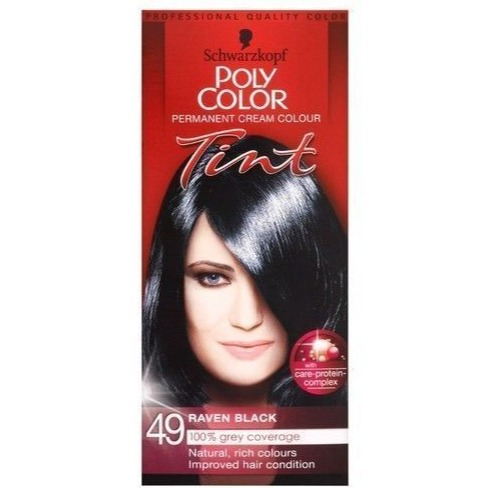 SCHWARZKOPF POLY COLOR TINT 49 RAVEN BLACK PERMANENT CREAM COLOUR