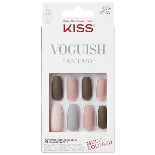 Kiss Voguish Fantasy Long Lasting Gel Nails With 28 Nails, Multi Colored