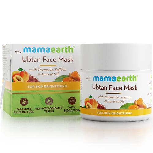 Mamaearth Ubtan Face Pack Mask for Fairness, Tanning & Glowing Skin with Saffron, Turmeric & Apricot Oil, 100 ml