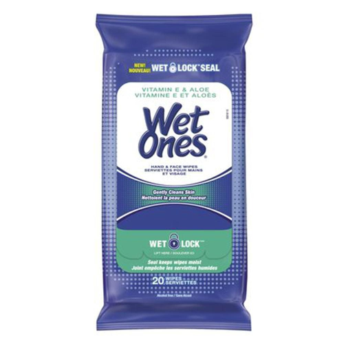 Wet Ones Hand Wipes with Vitamin E and Aloe, 20'S