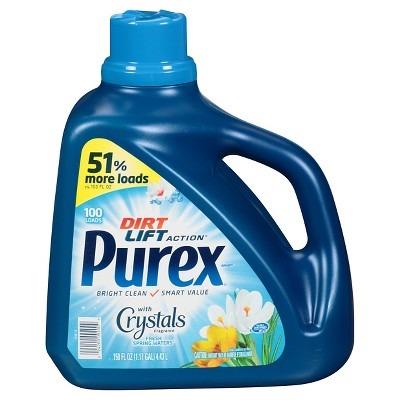 Purex Liquid Detergent with Crystals Fragrance Fresh Spring Waters, 150oz