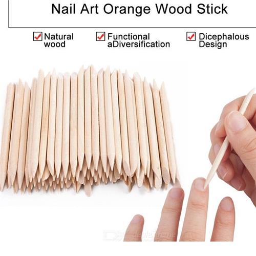 Lqqks Orange Wood Sticks Cuticle Pusher & Remover 12 Pcs