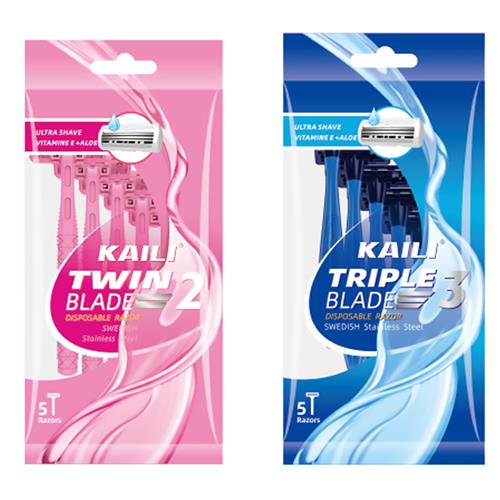 Kaili Triple Blade Disposable Razors, 5 Pack