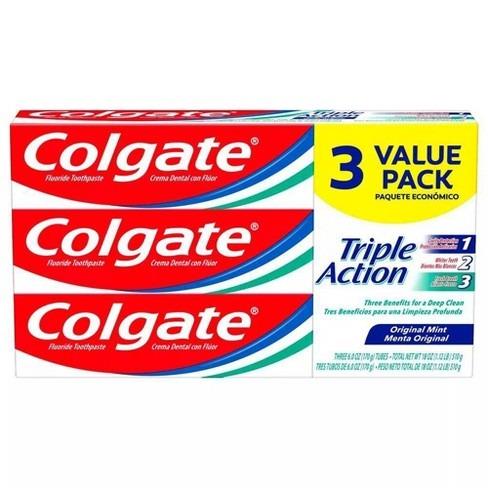 Colgate Triple Action Whitening Toothaste with Anticavity Protection - Mint - 6oz/3pk