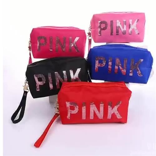 Pink Cosmetic Bag, Assorted Colors 9×5