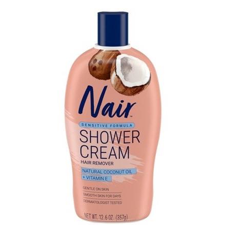 Nair Hair Remover Sensitive Formula Shower Power with Coconut Oil and Vitamin E - 12.6oz