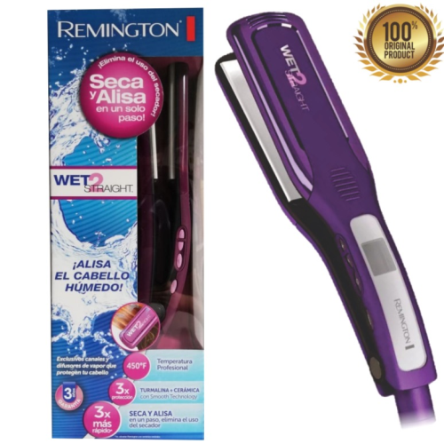 Remington Wet 2 Straight Wide Plate Wet/Dry Ceramic Hair Straightening Iron with Tourmaline, 2 Inch