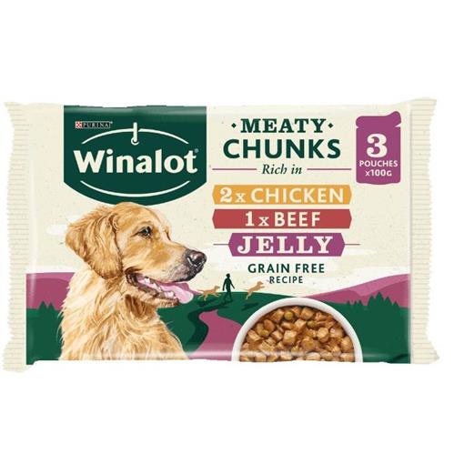 Winalot Meaty Chunks Mixed in Jelly Beef and Chicken Wet Dog Food Pouches 300g