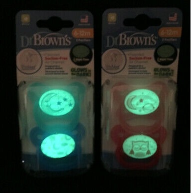 Dr. Brown’s Advantage Pacifiers Stage 1 (0-6m) Glow in the Dark, 2pk
